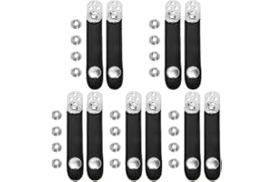 Abaodam 5 Sets Accordion Straps Black Leather Accordion Bellows Straps with Buckle for Accordion Fixation Instrument Accessories