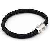 WIND PASSION - Paracord Bracelet for Men & Women | Nautical Bracelet Inspired by Sailor Sea Apparel | Handmade with Braided Rope and Magnetic Clasp | For Men and Women looking for a Sports, Athletic or Surf Style | Waterproof Resistant | Black Bracelet