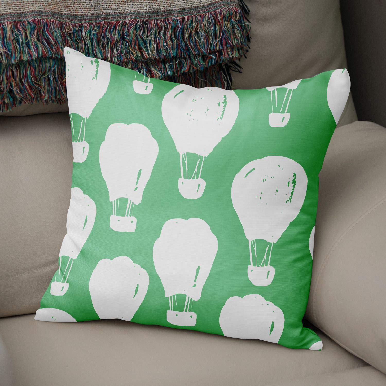 Bonamaison Decorative Cushion Cover Petrol Green & White, Throw Pillow Covers, Home Decorative Pillowcases for Livingroom, Sofa, Bedroom, Size: 50x50 Cm - Designed and Manufactured in Turkey