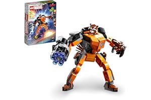 LEGO Marvel Rocket Mech Armor Set 76243, Guardians of The Galaxy Racoon Buildable Action Figure Toy, Avengers Collectable Gift Idea for Kids 6 Plus Years Old