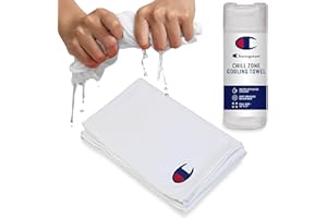 Champion Face & Neck Towel for Active Cooling (White), 34"x10" Lightweight Cooling Neck Wrap for Yoga, Hiking, and Outdoor Workouts, Reusable Sports Towel with Unique Fabric & Sun Protection