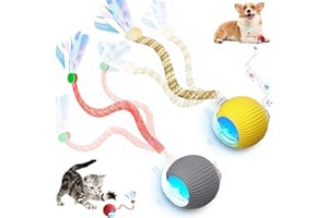 TCHERNT 2 Packs Speed 2.0 Tail Interactive Cat Toys for Indoor Cats, Chirping & Motion Activate Ca t Toy, Smart Kitten Rolling Ball Moving Ball Toys, Rechargeable Dog Cat Bal l for Enrichment Exercise