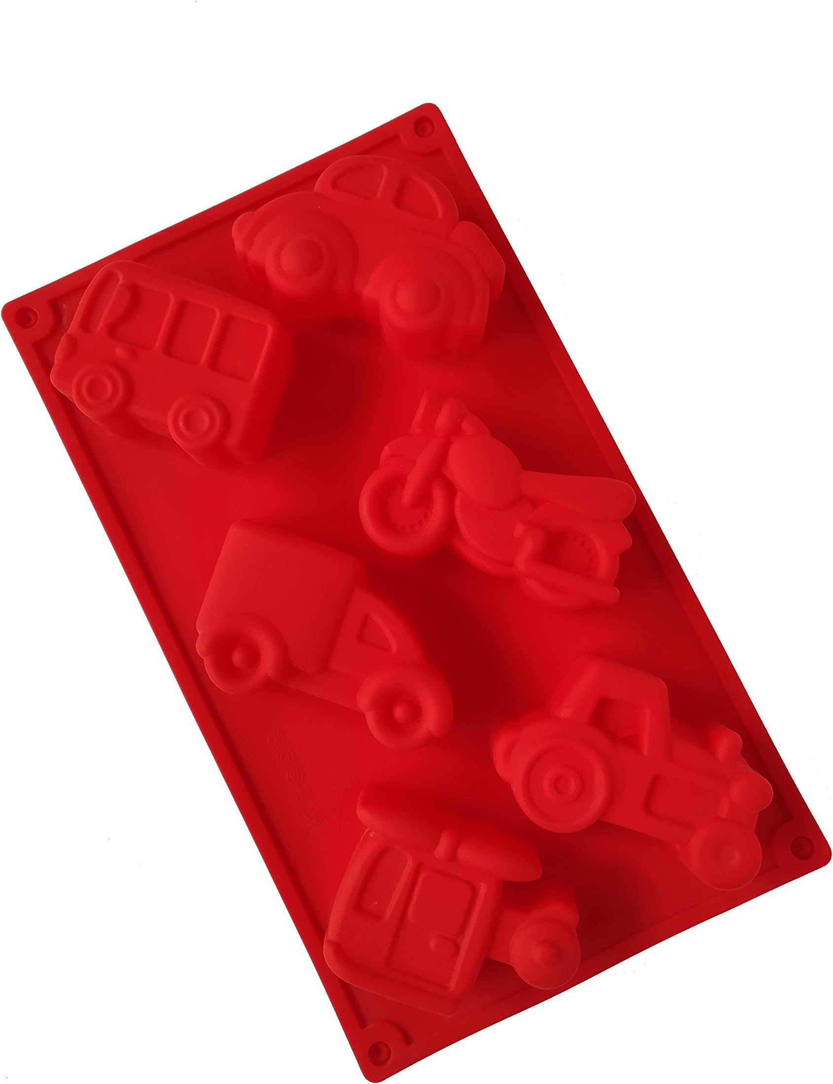 VAURUM 6 Cavity Bike Car Jeep Bus Helicopter Van Shape Soap Making Silicone Mould APX 100gms
