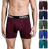 POKARLA Mens Stretch Boxer Briefs Soft Cotton Open Fly Tagless Underwear Regular Leg