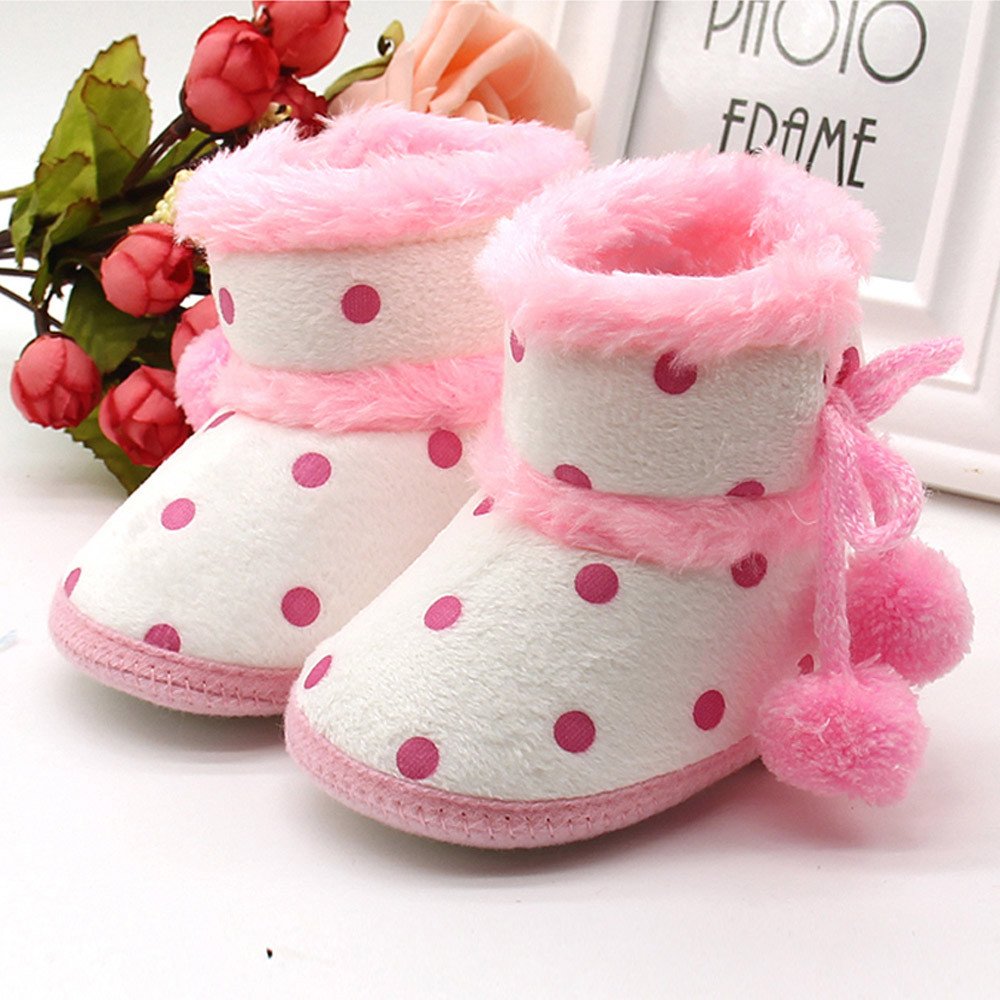 Butifullove Baby Girls Boys Warm Booties Soft Snow Boots Toddler Winter Warm Shoes(3-6 M,Pink)