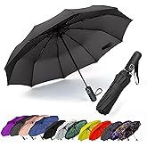 SIEPASA Windproof Travel Compact Umbrella-Automatic Umbrellas for Rain-Compact Folding Umbrella, Travel Umbrella Compact, Windproof Umbrellas for Men Women Teenage.(Black, 54 Inch)