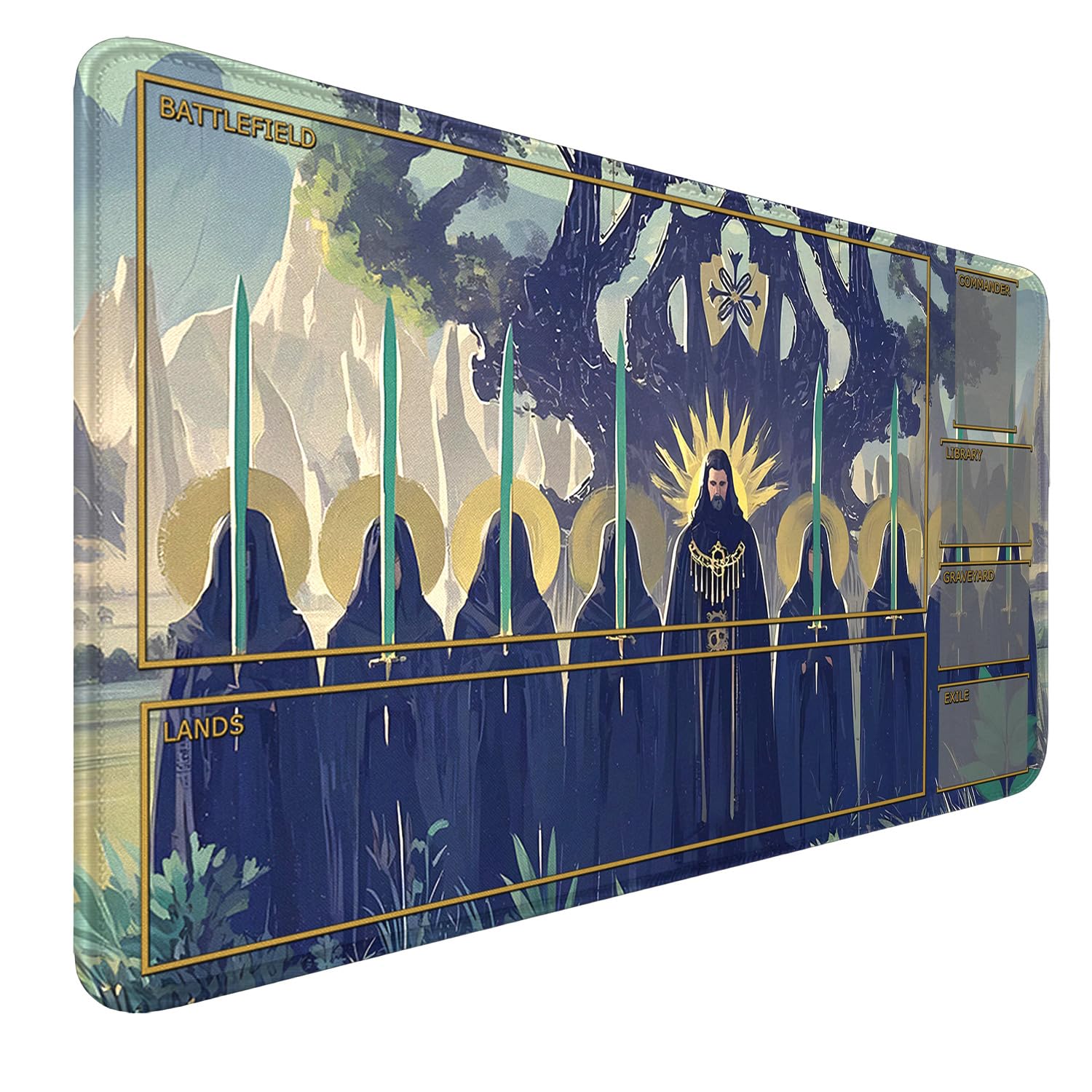 MTG Playmat with Zones, 24" x 14" Knight MTG Mats Stitched Edges Trading Card with Storage Bag Smooth Rubber Surface Battle Game Mat โ image 1
