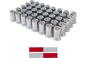WAITTON 40Pcs Semi Trucks Lug Nut Covers, 33mm Nut Covers Chrome ABS Plastic Anti-Rust Flange Push-on Wheel Nut Caps, Lug Nut Covers for Semi Trucks Trailer