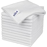 MR.SIGA Microfiber Cleaning Cloths, Streak Free Microfiber Towels, 12 Pack | All-purpose microfiber cloths, ultra absorbent, reusable household cleaning towels, White 32 x 32 cm(12.6 x 12.6 inch)