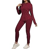 Fixmatti Women Pullover Hoodie Sweat Set Long Sleeve Ribbed Sweatsuit Tracksuits with Pocket