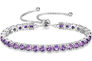 FANCIME Birthstone Bracelet Jewelry for Women Sterling Silver Tennis Bracelet Classic Bolo Adjustable Chain Fine Jewelry Anniversary Birthday Gifts for Women Mom Wife Her