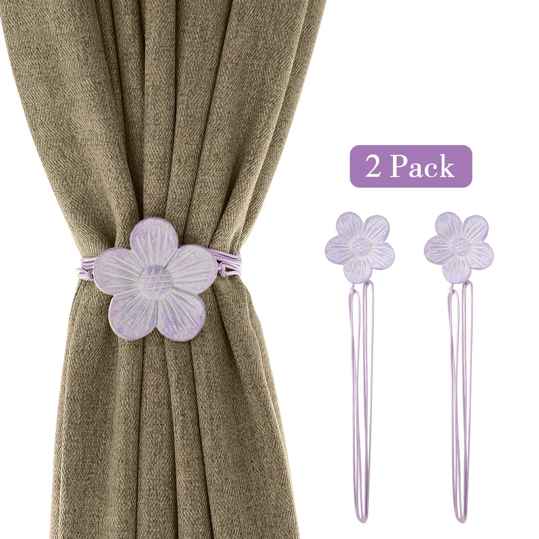 Dettagli Su Lewondr Fermatende Raccogli Tenda Con Calamita Potente Forma 2 Pezzi Viola