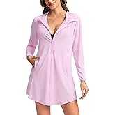 SANTINY Women's UPF50+ Swim Cover Up Sun Protection Hoodie Long UV Jacket SPF Lightweight Swimsuit Beach Cover Ups for Women