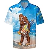 Hardaddy Men's Hawaiian Shirt Short Sleeve Funny Printed Casual Button Down Aloha Shirt