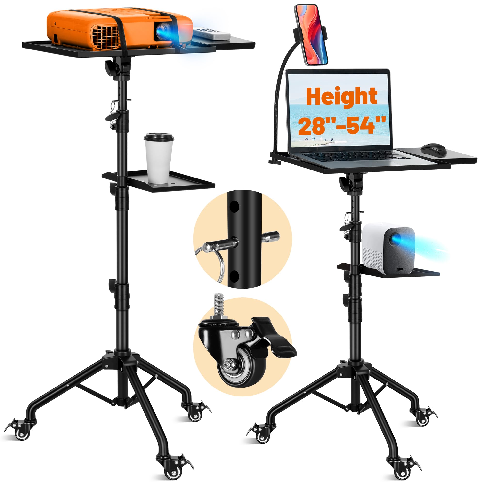 Photo 1 of *UNTESTED*
CAHAYA Projector Tripod Stand with Casters: Projector Stand 28-54in Height Adjustable Multifunctional Universal Laptop Stand DJ Rack Stand with Adjustable Height for Meeting Room DJ Equipment