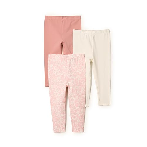 Amazon Essentials x Sofia Grainge Unisex Babies' Legging, Pack of 3, Floral/Ivory/Terracotta, 12 Months