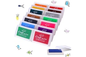 HYBER&CARA 15Pcs Colors Ink Pads for Stamping Washable Fingerprint Ink Pad for Crafting Card DIY Making Scrapbooks Wood Fabric