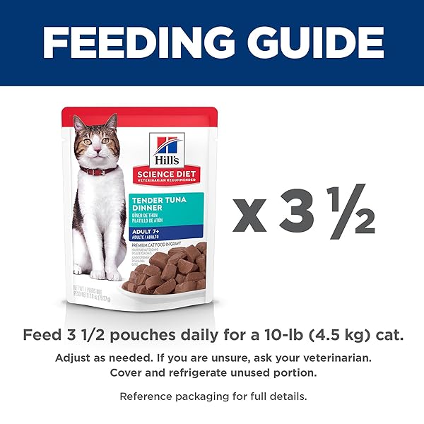 HILL’S SCIENCE DIET ADULT 7+ CAT FOOD, TUNA STEW, 2.8 OZ. POUCHES, 24-PACK