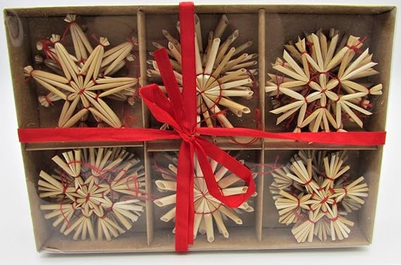 Geschenkestadl 72 Weihnachtsanhänger Strohsterne Ø 6 cm Natur (Sterne)