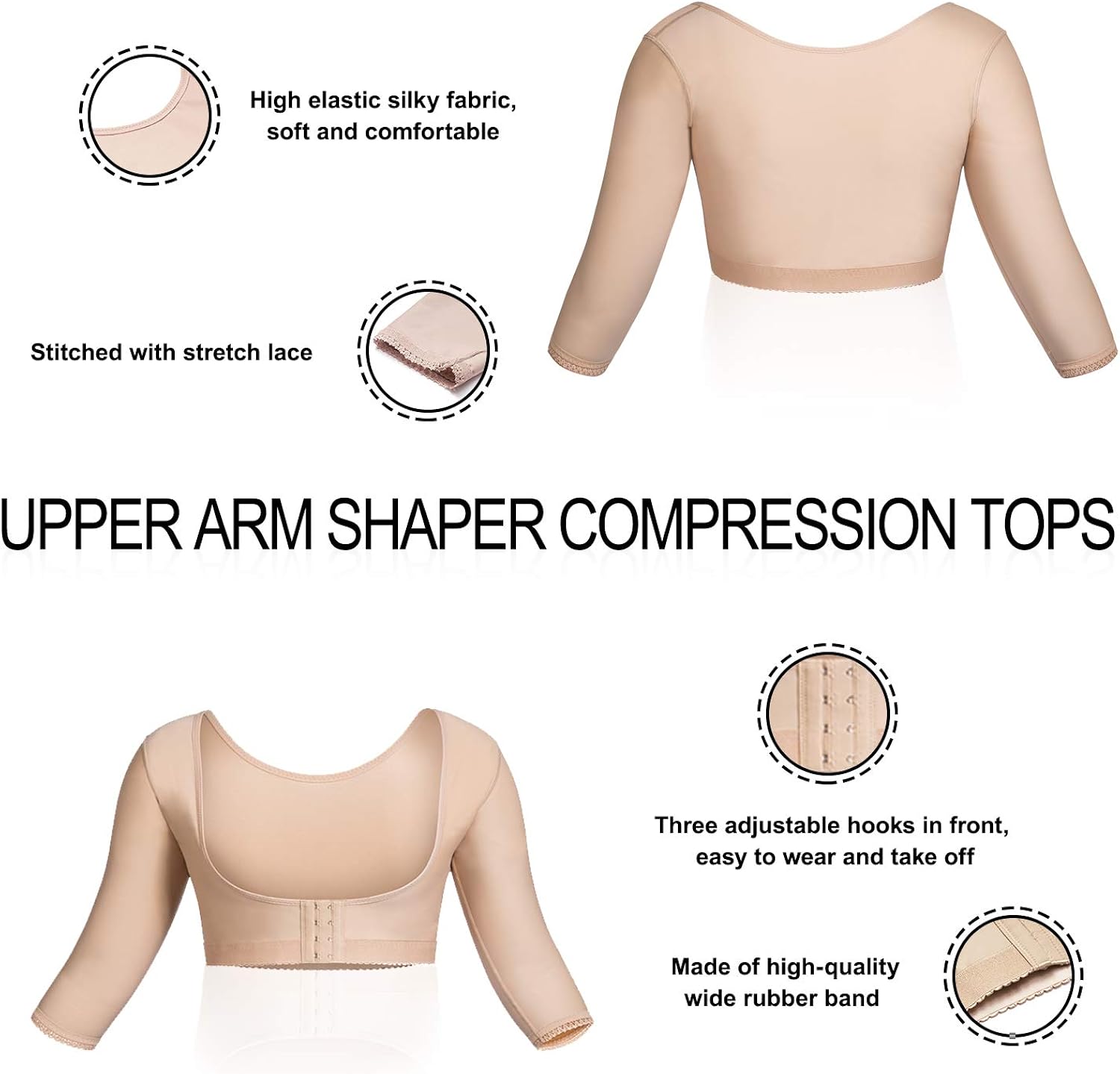 Wonderience Women Upper Arm Shaper Body Compression Sleeves Post Surgical Slimmer Humpback Posture Corrector Tops Shapewear at  Women’s Clothing store