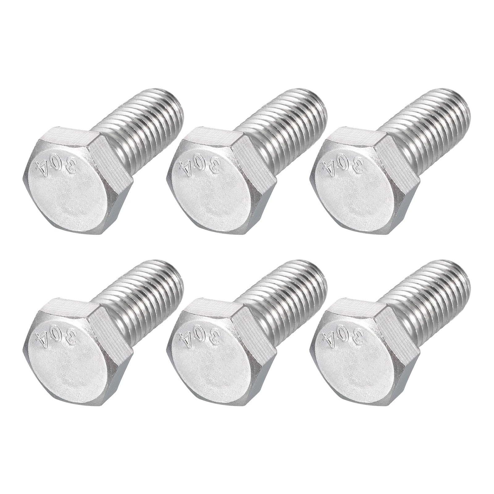 METALLIXITY Hex Head Bolts (1/2-13 x 1") 6Pcs, 304 Stainless Steel 18-8, Fully Threaded, External Hex Drive, Plain Finish, Hex Head Screw Bolt, Silver — image 1