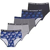 New Balance Boys' Non-brushed Jersey Performance Wicking Cotton Brief Underwear (5 Pack)