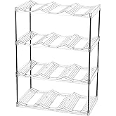 IEEK 4 Tier Stackable Wine and Water Bottle Holder Free-Standing Fridge Wine Bottle Organizers Clear Plastic Water Bottle Holder for Cabinet,Refrigerator,Pantry,Kitchen Countertops,Holds 12 Bottles