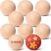 Gerrii 10 Pack 3 Inch Wooden Balls for Craft, Unfinished Wood Round Ball Smooth Birch Natural Round Decorative Balls for Easter Crafts and DIY Projects