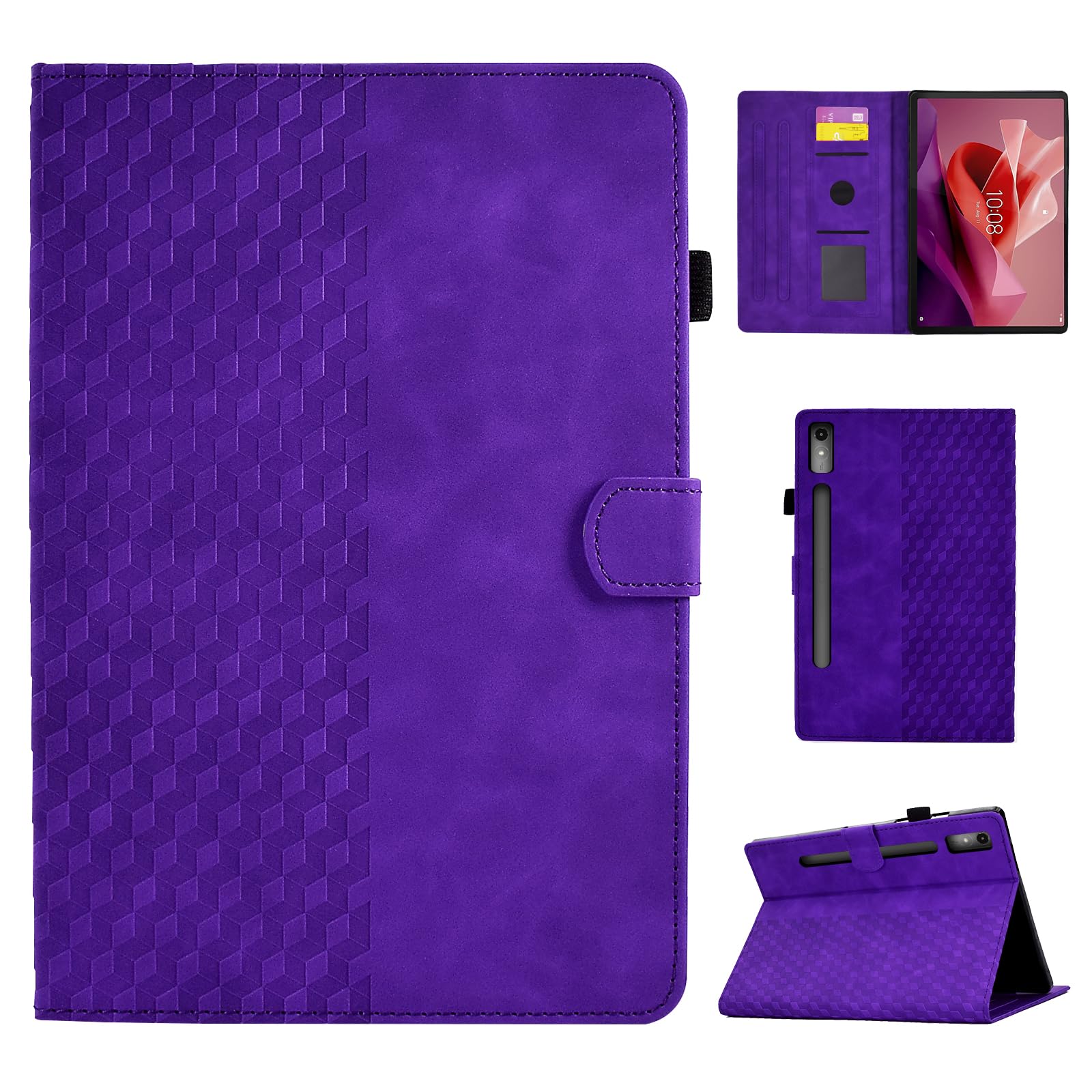 CASAFUNY Case for Lenovo Tab P12 Case 12.7 Inch 2023 Protective Tablet Case Multi-Angle Stand Cover with Auto Wake/Sleep Function for Lenovo Tab P12 2023 Released TB370FU, Purple