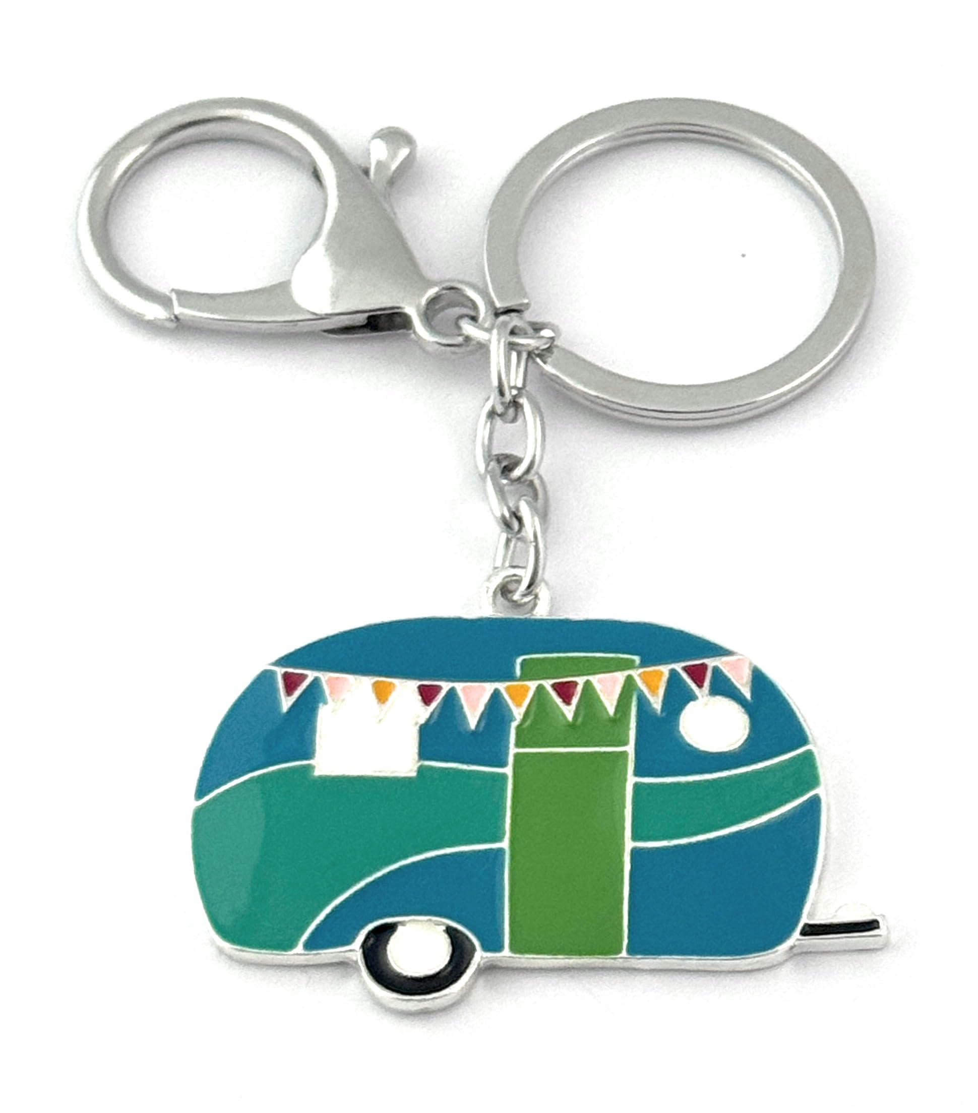 FizzyButton Gifts Turquoise Caravan Keyring Key Ring with Enamel Charm and Lobster Clasp