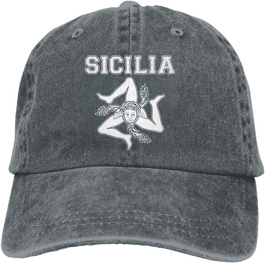 XiaoXX04 Boy's Girl's Baseball Hat,Sicilian Trinacria - Sicilia Pride Denim Hat for Man Woman Unisex