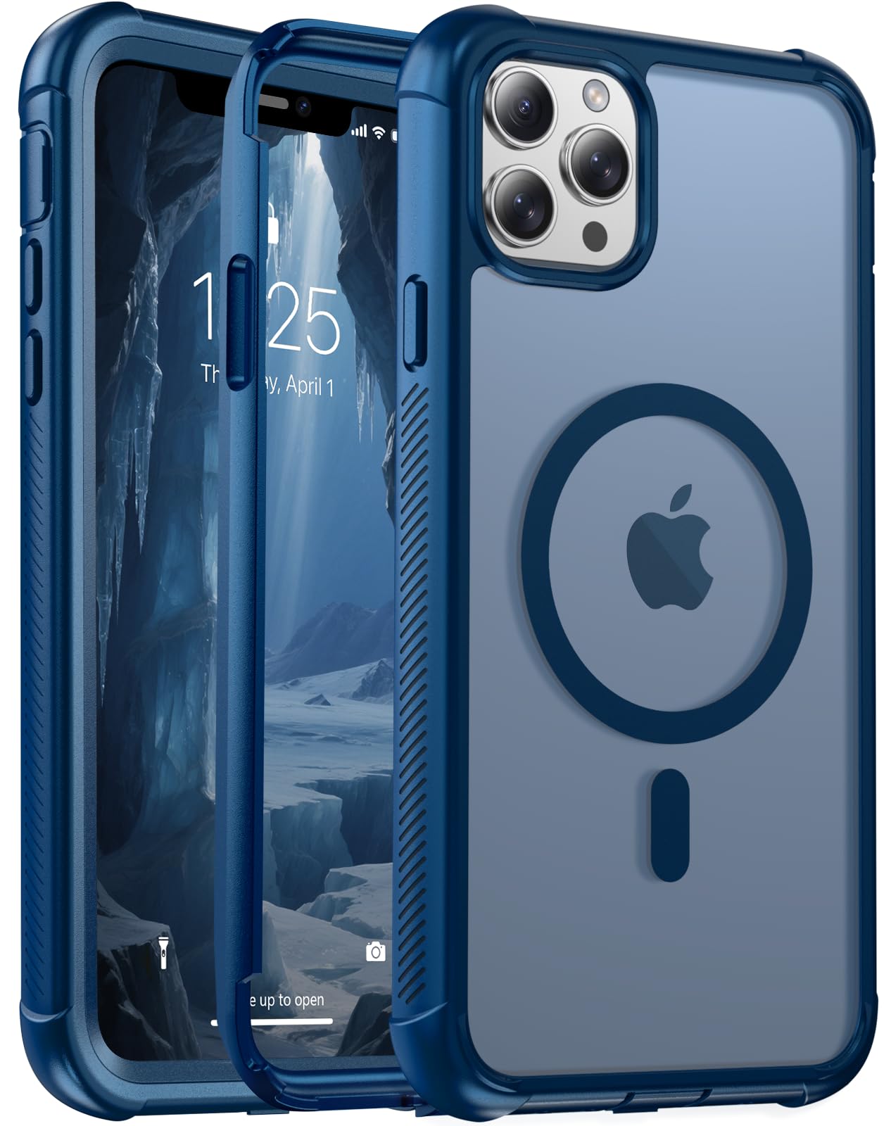 Photo 1 of jaroco for iPhone 11 Pro Max case, [Compatible with MagSafe][Military Grade Drop Protection][Heavy Duty Protection][Non-Slip][Shockproof] with 2-Layer Durable Bumper Phone Case 6.5''-Deep Blue