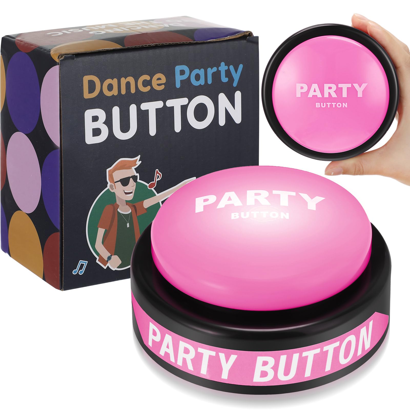 Photo 1 of Silipull 2 Pcs Party Dance Button 30s Dance Party Music Button Funny Buzzer for Office Toys Novelty Gag Gifts Cool Desk Decor Gadget, 4.5 x 4.5 x 1.5 Inch(Pink)