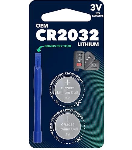 CR2032 OEM (with Tool) Remote Key Fob Battery for Mazda fits 2016