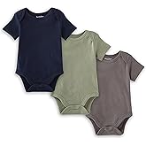Burt's Bees Baby Unisex Short Sleeve Organic Cotton Bodysuits, 3-Pack