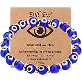 JUVJEW Evil Eye Bracelets for Women Protect 8mm ojo Glass Beaded Protection Stretch Braclet Jewelry