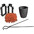 Sand Casting Set with 10 Lbs of Petrobond Quick Cast Sand Casting Clay Graphite Crucible Hinge Tongs and Cast Iron Mold Flask Frame Melt Pour Metals Melting Gold Silver Copper Aluminum
