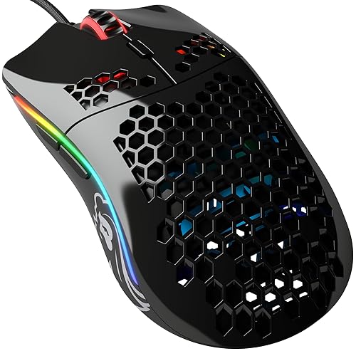 Glorious Model O- (Minus) Compact Wired Gaming Mouse - 58g Superlight Honeycomb Design, RGB, Pixart 3360 Sensor, Ambidextrous, Omron Switches - Glossy Black