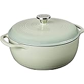 Lodge Essential Enamel Cast Iron Dutch Oven - Perfect for Bread Baking, Braising, Marinating & Slow Cooking - Features Moisture-Sealing Lid & Dual Handles - Kitchen Essentials - 6 Quarts - Desert Sage