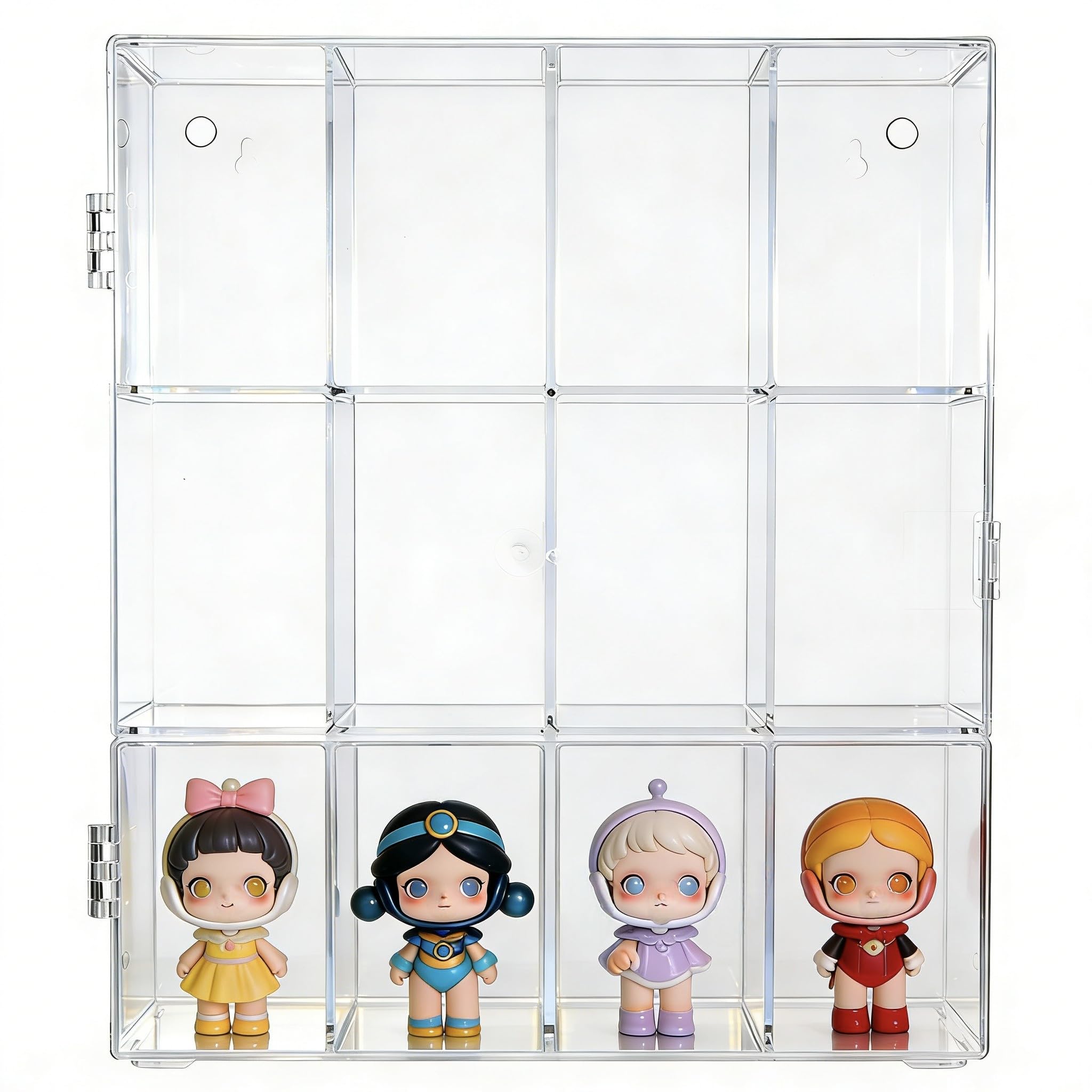 Zerodeko 12-Compartment Acrylic Display Case - Clear Action Figure Organizer & Wall Mount Showcase - Dustproof Storage Cabinet for Collectibles, Toys, and Miniatures - 12.8 x 10.6 x 2.6 Inch