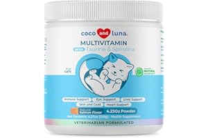 COCO AND LUNA Multivitamin for Cats - 4oz Powder - L-Lysine, Taurine, and Spirulina for Immune Support and Eye Health - Fish Oil & Vitamins for Skin and Heart Health. (for Cats)