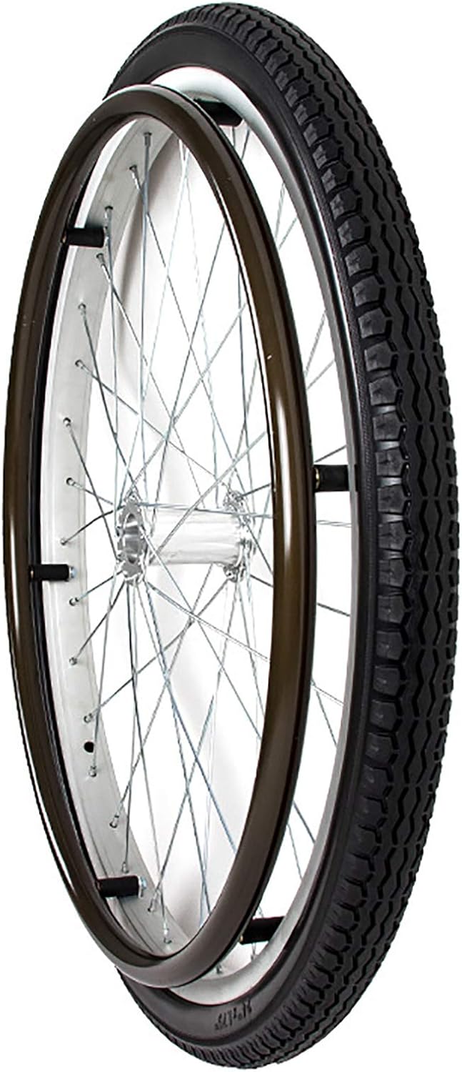 24inch Rear Caster Tires Wheels Assembly, Solid Rubber Walker Wheels Aluminum Handrim For Many Standard Wheelchairs/Electric Wheelchair 1 Pair: Kitchen & Dining