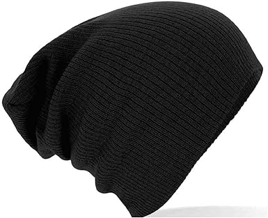 Black slouchy beanie hat Clearance
