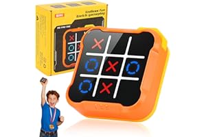 FUHIDA Tic Tac Toe Game, Gifts for Smart Kids, 4-in-1 Electronic Handheld Tic-Tac-Toe Bolt Puzzle Game with Silent Mode, Learing Toys for Travel Home School, Gift for Kids & Adults Orange