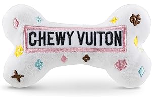 Haute Diggity Dog Chewy Vuiton White Collection – Soft Plush Designer Dog Toys with Squeaker and Fun, Unique, Parody Designs from Safe, Machine-Washable Materials for All Breeds & Sizes