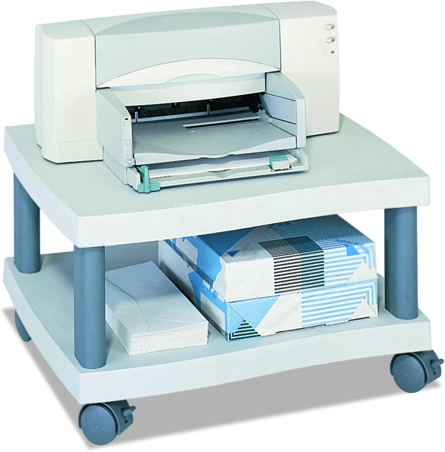 Safco Products Wave Underdesk Printer Stand , Gray Powder Coat Finish, Swivel Wheels for Mobility, 50 lb. Capacity: Furniture & Decor