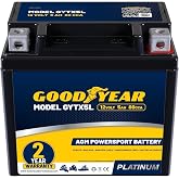 Goodyear GYTX5L - 12 Volt 5 AH, 80 CCA, Rechargeable High-Performance, Maintenance Free, SLA - AGM Battery for Motorcycle, ATV, UTV, 4-Wheeler, Snowmobile, Watercraft and more!