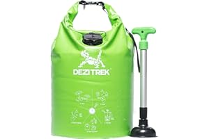 Dezitrek One Hand Wash Bag and Plunger Set - Off Grid Washing Machine Non Electric for Camping Travel | Eco Friendly Portable Manual Clothes
