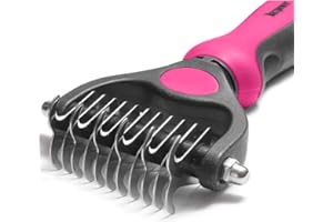 Maxpower Planet Pet Grooming Brush - 2 Sided Pet Dematting, Deshedding Tool - Undercoat Rake for Dogs - Cat Brush Deshedder Matted, Haired Pets - Ideal Small Dog Brush, Reduces Shedding by 95%, Pink