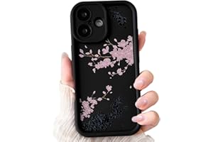 NITITOP Compatible for iPhone 17 Case Cute Vintage Cherry Blossom Flower Pattern Design for Women Girls Black Back Soft TPU S